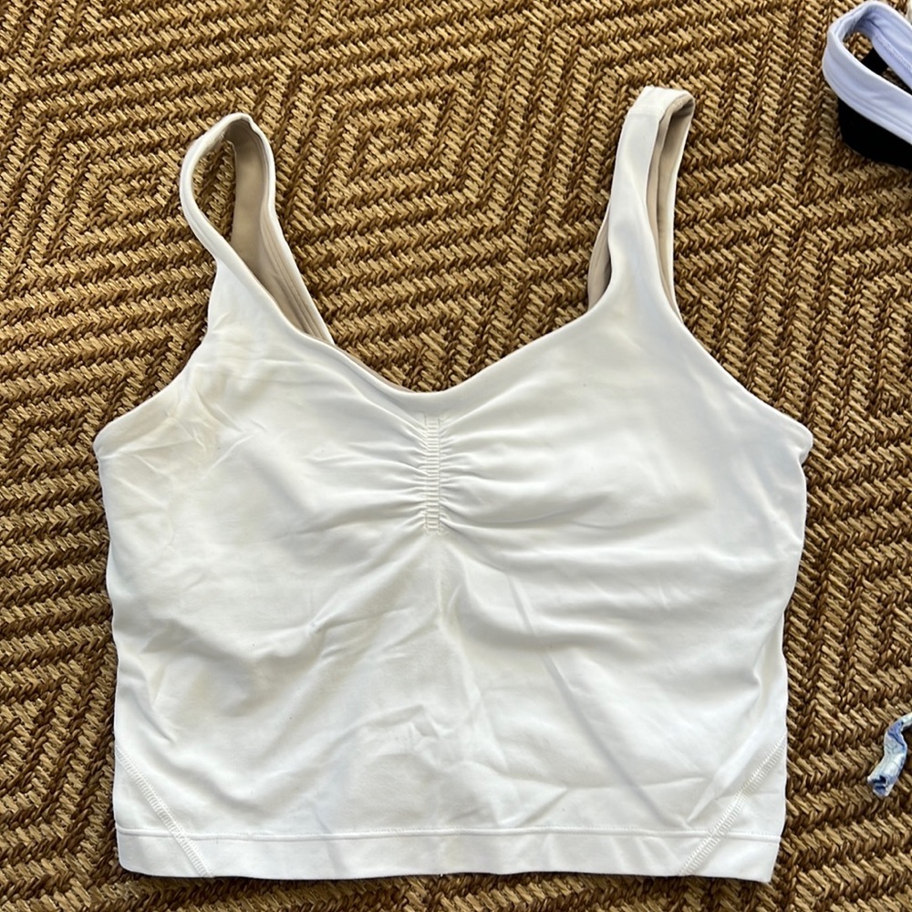 Lululemon align tank gathered front crop white size 6
